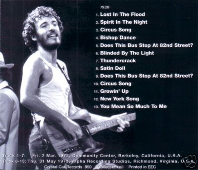 Bruce Springsteen & The ESB On The Road Night (back cover) Crystal Cat Label