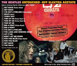 The Beatles Untouched Elektra Acetate (back) - IMP Label