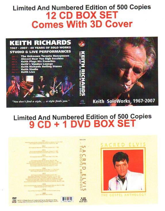 Keith Richards Solo Works 1967-2007 and Elvis The Gospel Anthology Collections