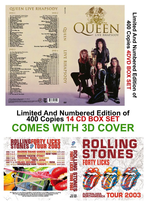 December 2011 Queen and Rolling Stones Box Sets - Wonderland Records Label