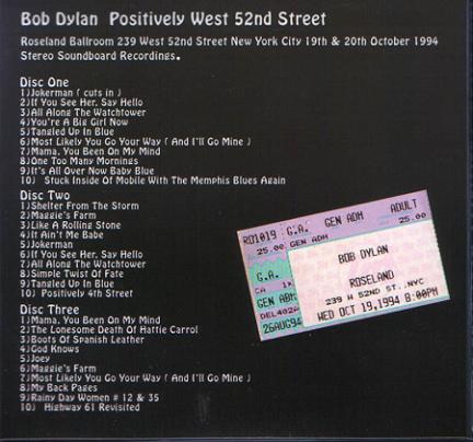  Bob Dylan Positively 52nd St. (back) No Label