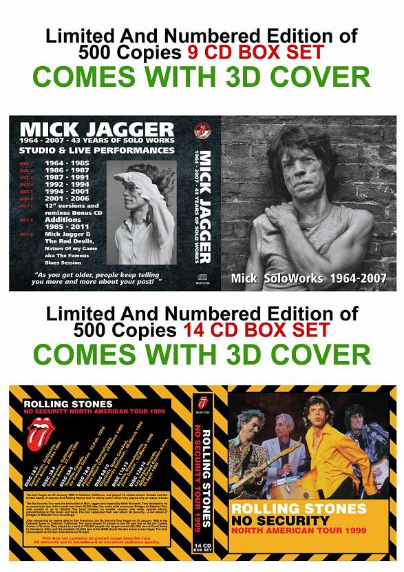 Mick Jagger Solo and Rolling Stones May 2011 Box Sets - Wonderland Records Label