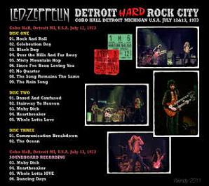 Led Zeppelin Detroit Hard Rock City (back) - Wendy Records Label