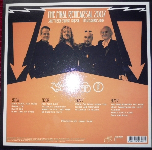 Led Zeppelin Final Rehearsals 3LP (back cover)