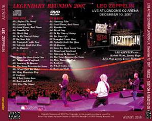 Led Zeppelin Legendary Reunion 2007 Remaster (back) Wendy Records Label