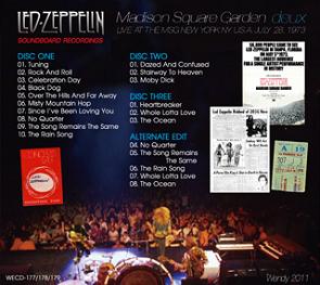 Led Zeppelin Madison Square Garden deux (back) - Wendy Records Label