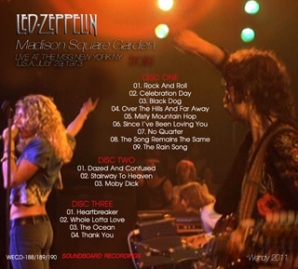Led Zeppelin Madison Square Garden: Trois (back)- Wendy Records Labe
