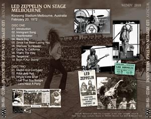 Led Zeppelin On Stage Melbourne (back) - Wendy Records Label