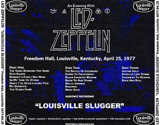 Led Zeppelin Louisville Slugger fan-produced version back cover